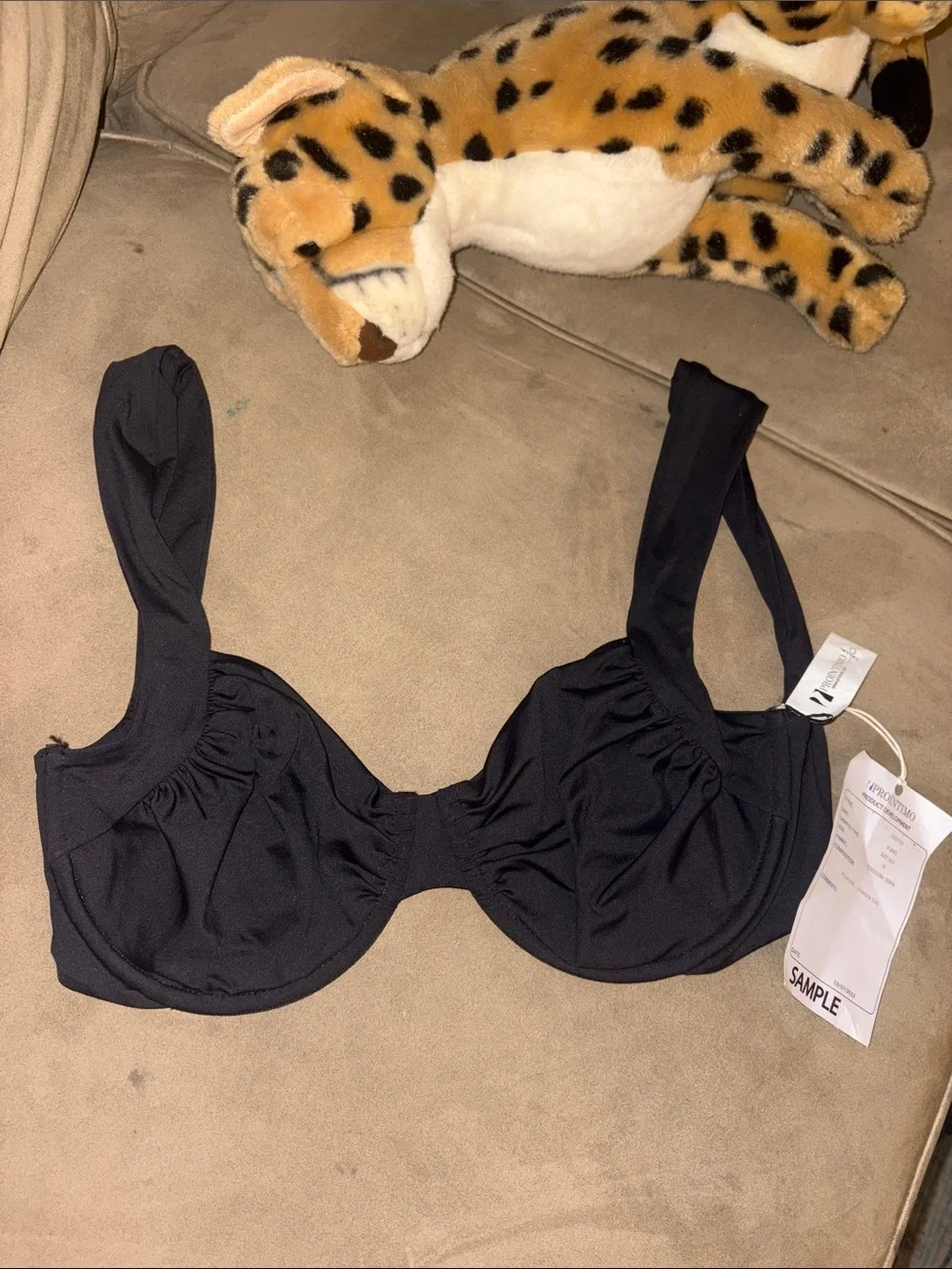 Italian Designer Protela Black Underwire Bikini Top